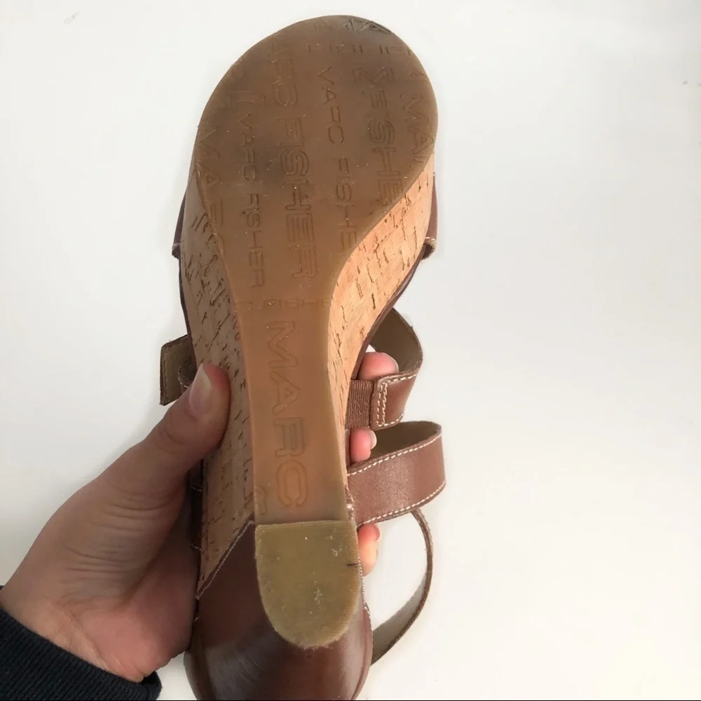 Marco Fisher brown strappy platform wedges